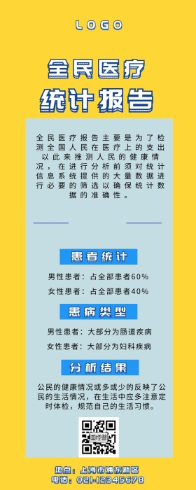 全民医疗报告蓝色简约营销长图
