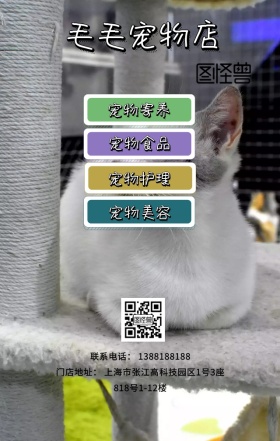 毛毛宠物店店铺广告日签