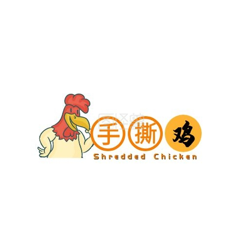 手撕鸡黄黑大公鸡卡通logo