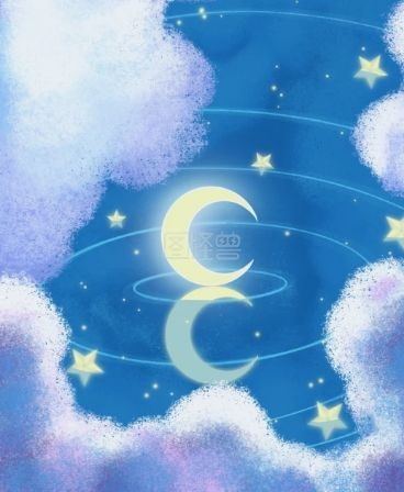 晚安夜景-唯美插画月亮夜景晚安iWatch表盘背景在线图片制作-图怪兽