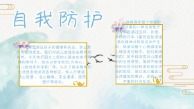创意卡通扁平自我防护手抄报海报