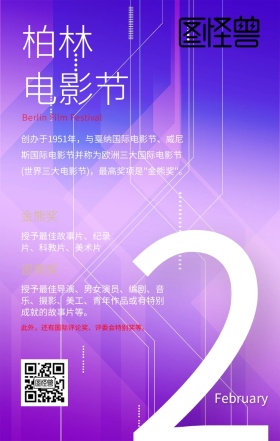 柏林电影节电影奖项科普蓝色科技手机海报