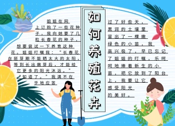 简约卡通生活如何养殖花卉蓝色手抄报