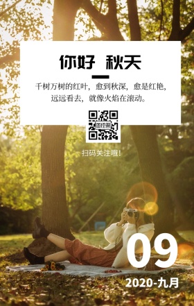 你好秋天文艺简约日签
