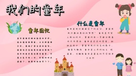 蓝色卡通创意童年手抄报