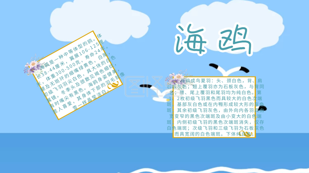 卡通创意扁平可爱海鸥手抄报海报