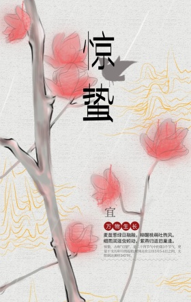 清新中国风惊蛰节气手机海报