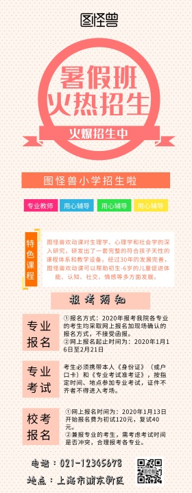 小学招生简约易拉宝