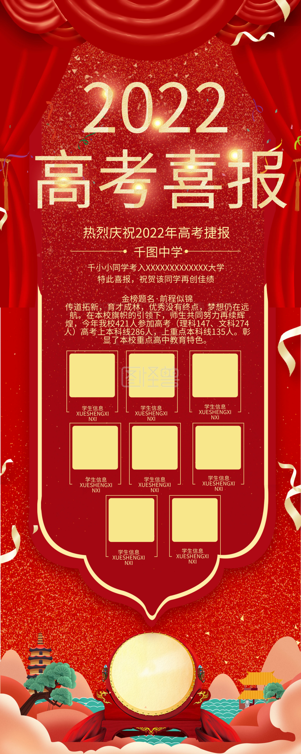 学校2020学子喜报内容展架