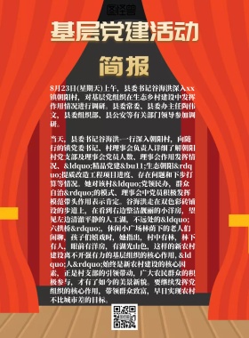 红色喜庆大气党建活动简报