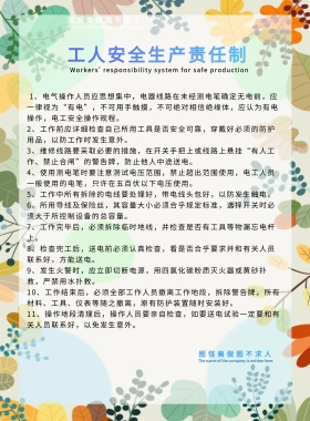 公司企业工人安全生产责任操作规范印刷海报