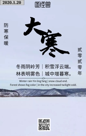 文艺清新简约大寒节气手机海报