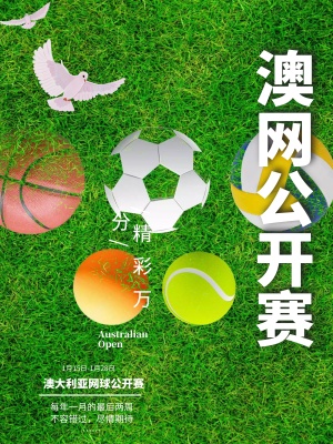 扁平化卡通澳网公开赛宣传海报