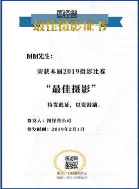 摄影比赛 奖状	