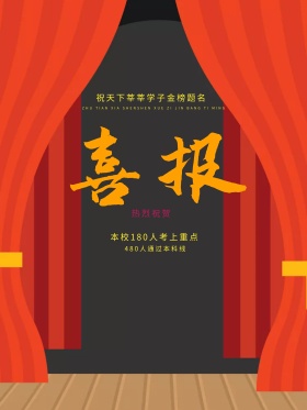 中高考红色喜庆喜报