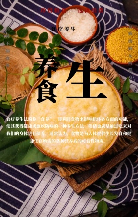 中国风水墨山水食疗养生文化宣传手机海报