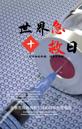 红色简约创意世界急救日公益宣传手机海报