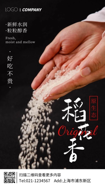 稻花香大米宣传摄影图手机海报