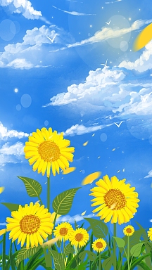 小清新夏天向日葵背景手机壁纸