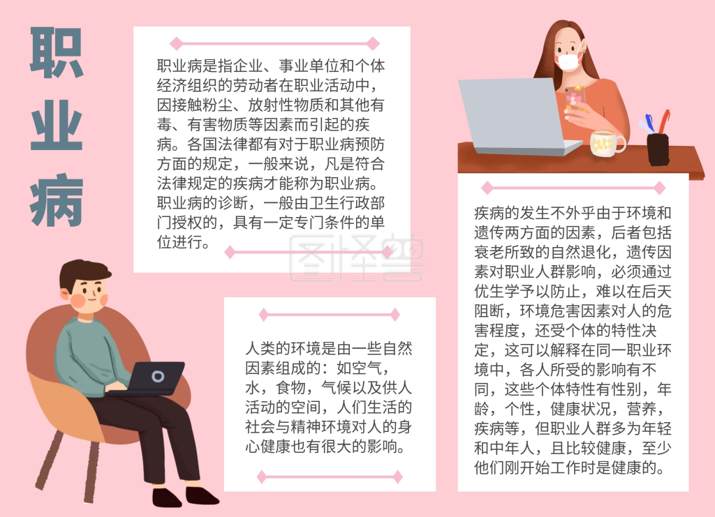 粉色简单职业病手抄报