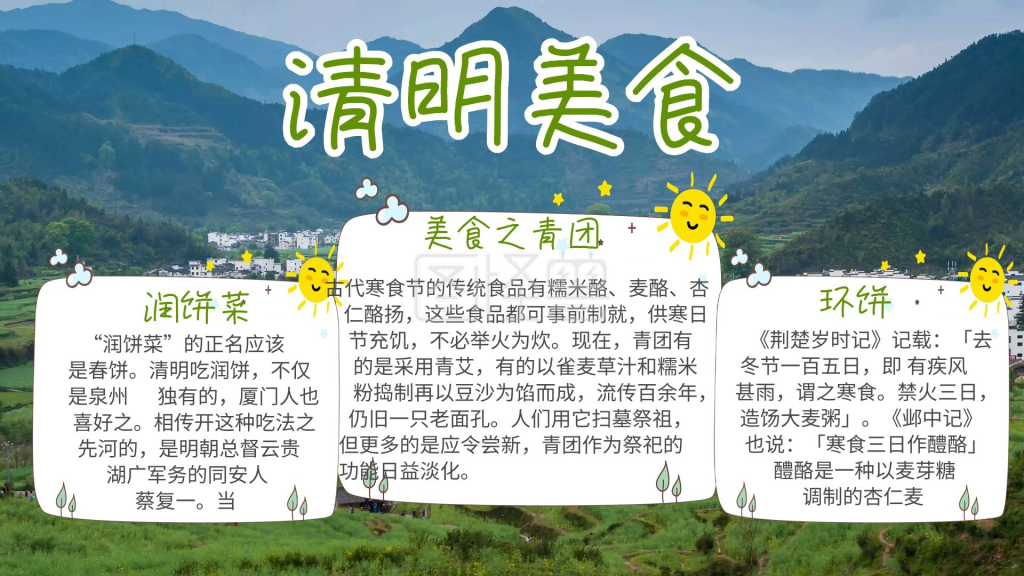 绿色清新清明美食手抄报