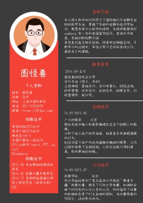 黑色白色红色简约线条求职简历
