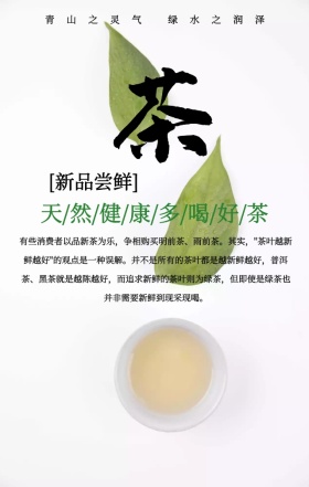 绿色清新中国风新茶上市促销手机海报