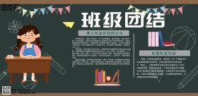 班级团结黑板报活动宣传海报简约