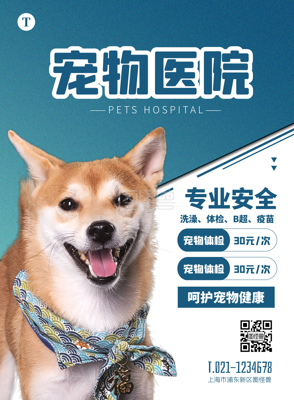 简约大气宠物医院宣传海报