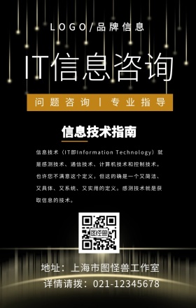 白色创意风格IT信息技术咨询手机海报