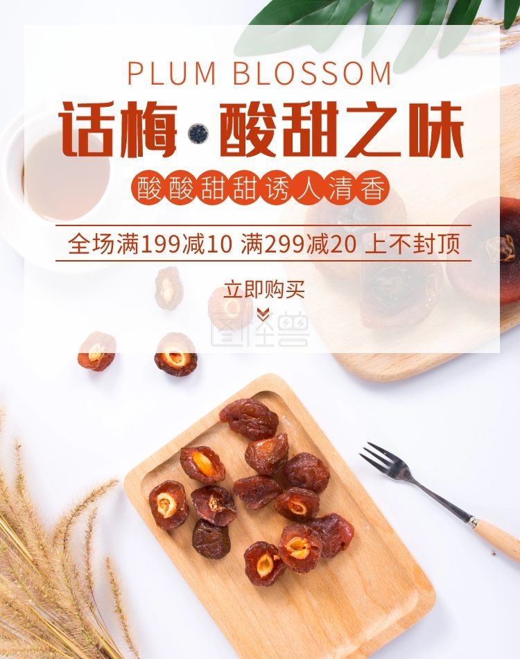 话梅简约棕色轮播图电商海报