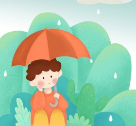 请多关照的雨滴雨伞朋友圈封面