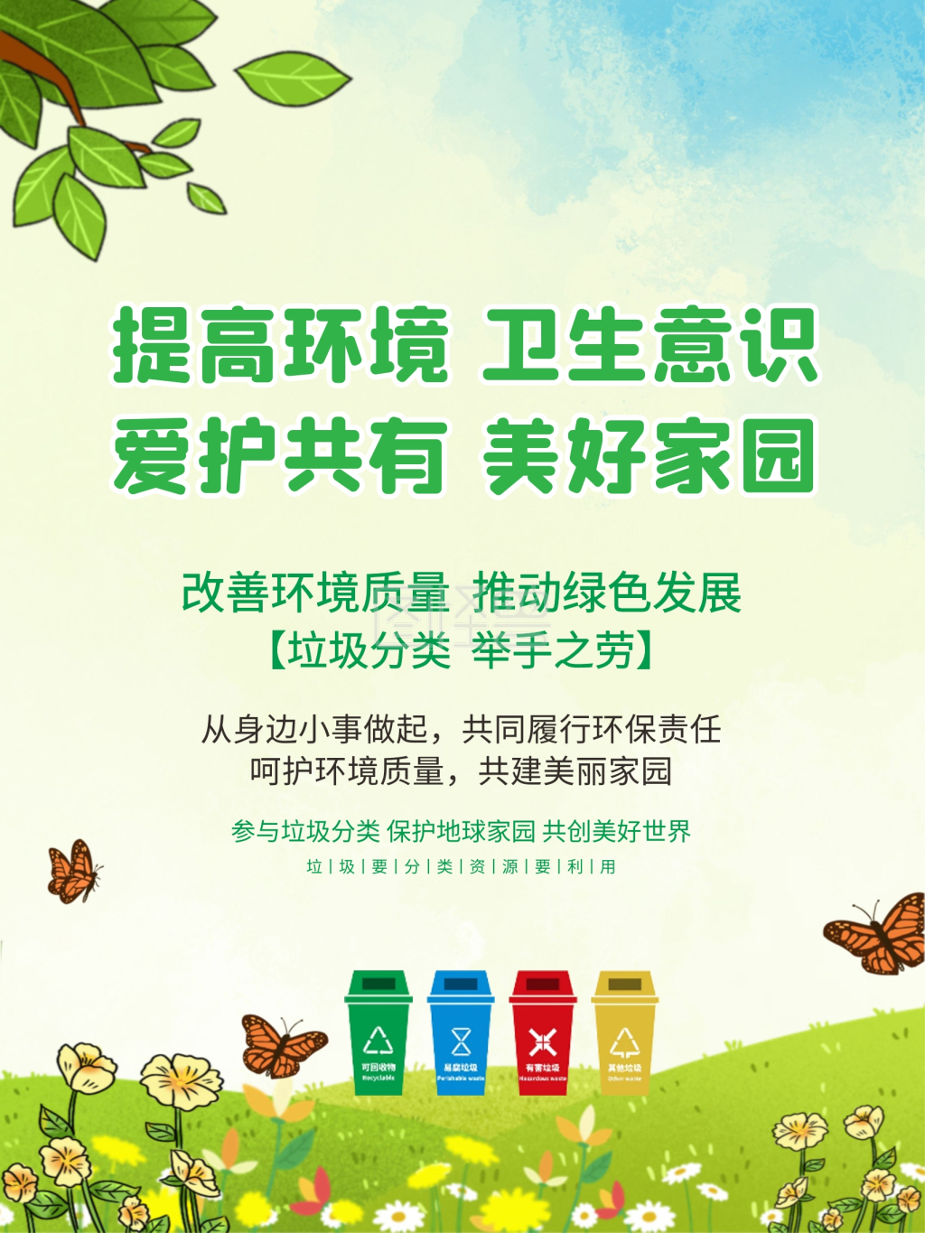 提高环境卫生意识爱护共有美好家园海报
