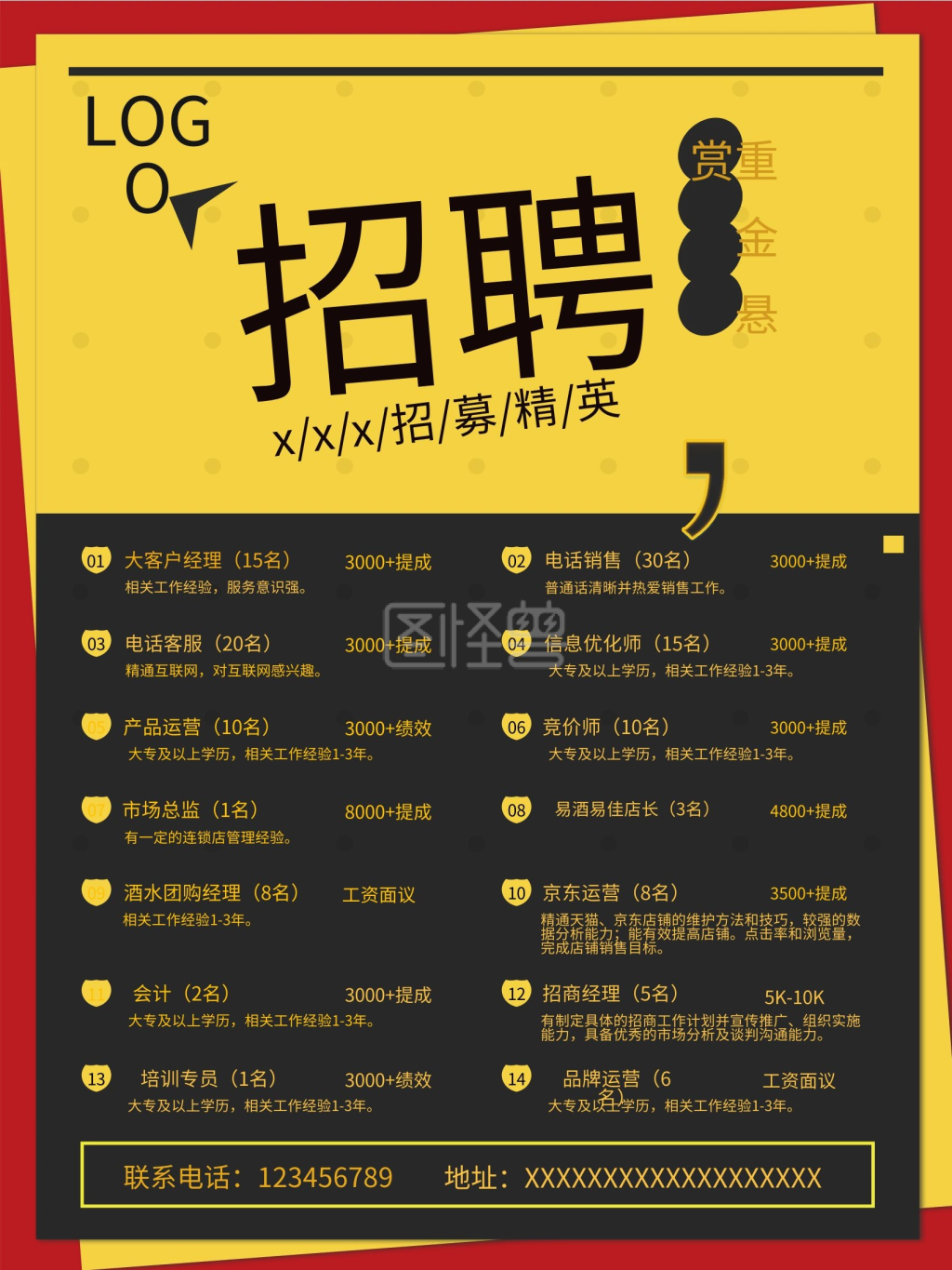 黄色招聘海报单页