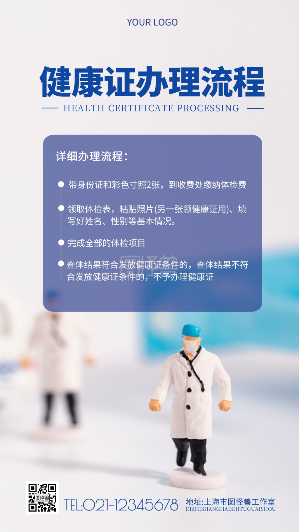健康证办理详细流程宣传摄影图海报