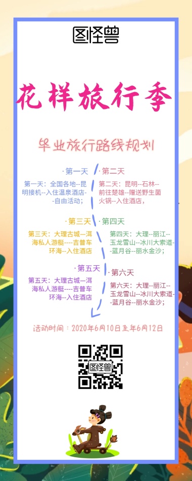 长图攻略 毕业季旅游宣传图路线攻略营销长图 模板图片 图怪兽