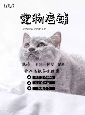 宠物店铺健康简约海报