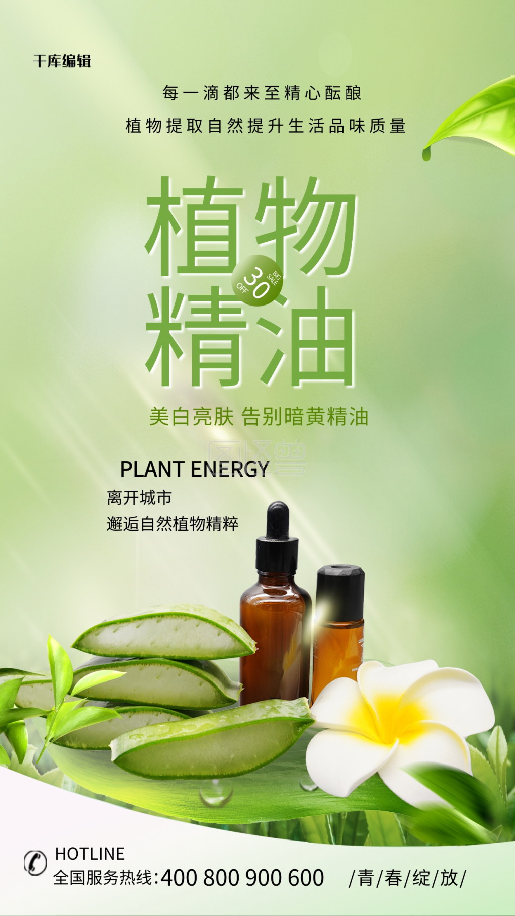 植物精油绿色清新简约海报