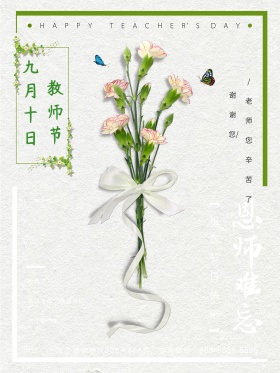 清新风格教师节商业海报