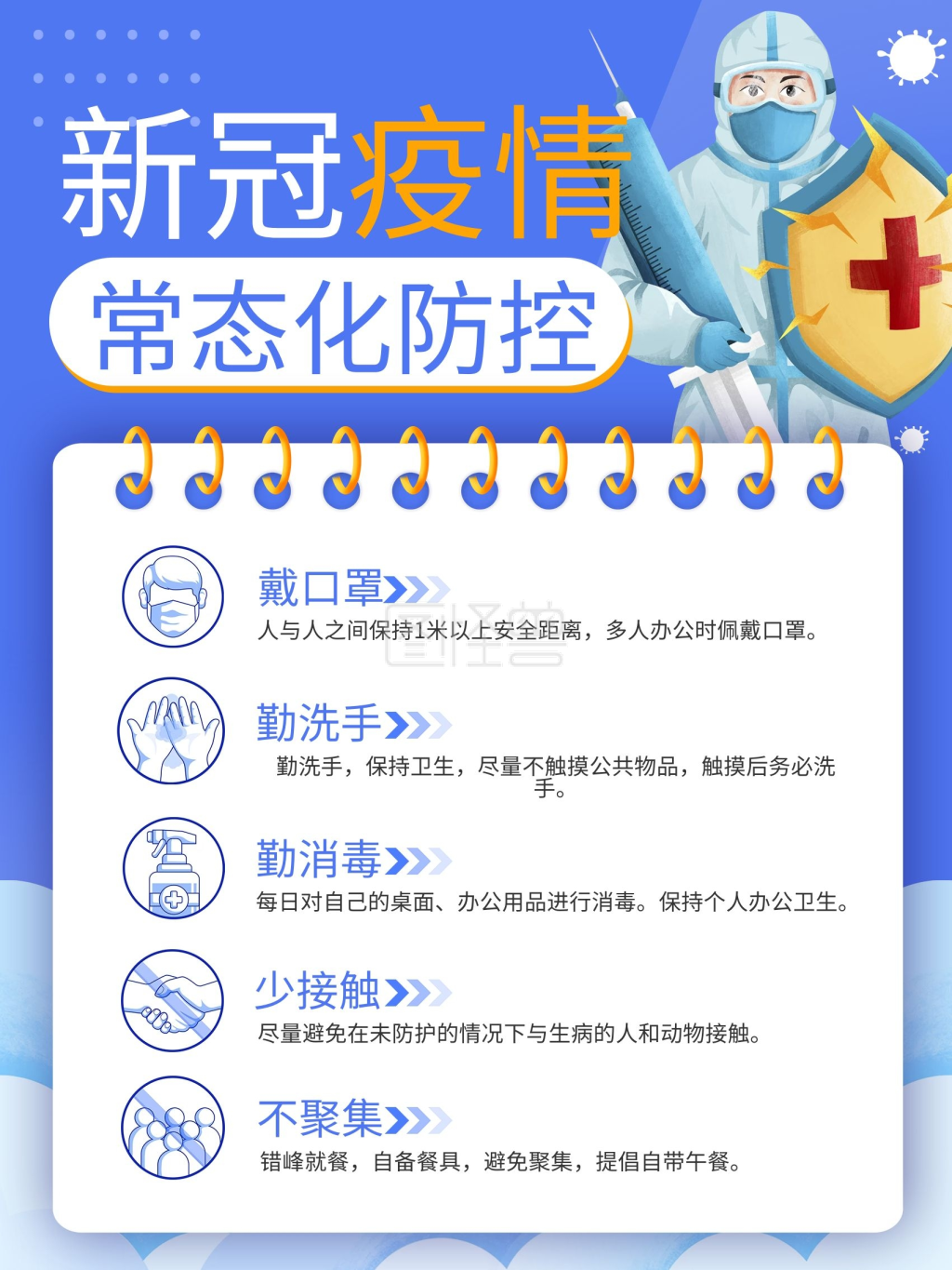 简约疫情新冠肺炎抗疫防护指南疫情防控海报