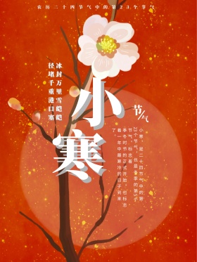 小寒节气女孩小清新宣传节日海报PSD模板