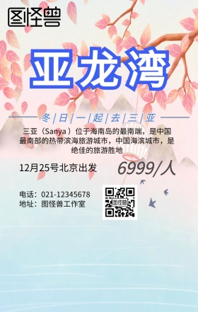 浪漫三亚冬日热带旅游海报