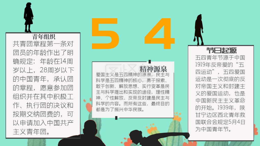 蓝色背景活力四射街舞五四青年节手抄报