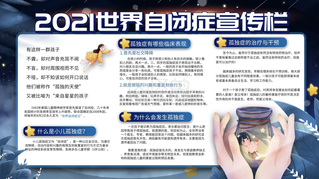 世界自闭症日自闭症科普宣传栏设计