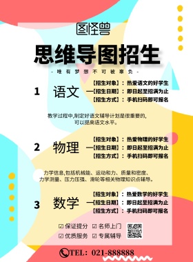 思维导图招生海报简约大气宣传印刷海报