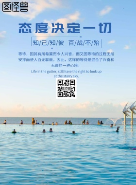 企业文化态度蓝色简约海报