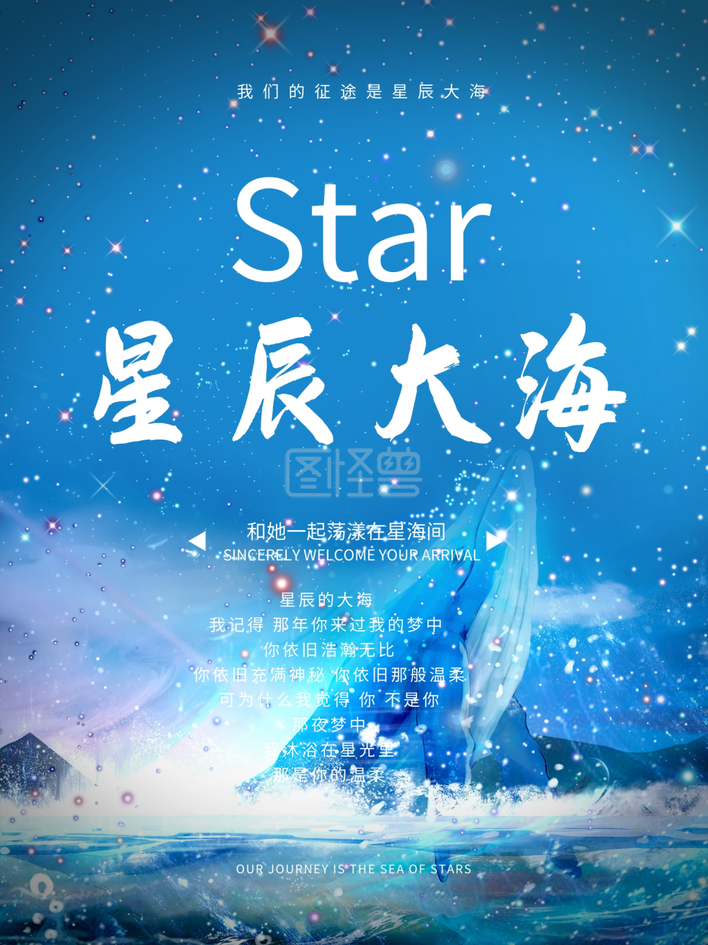 唯美浪漫夏夜星辰大海海报设计