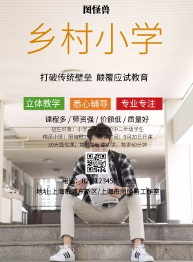简约风格乡村小学宣传海报