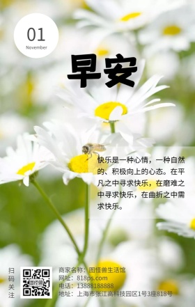 花朵简约早安问候十一月清新日签