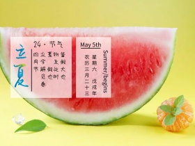 二十四节气简约绿色格子清新横版配图